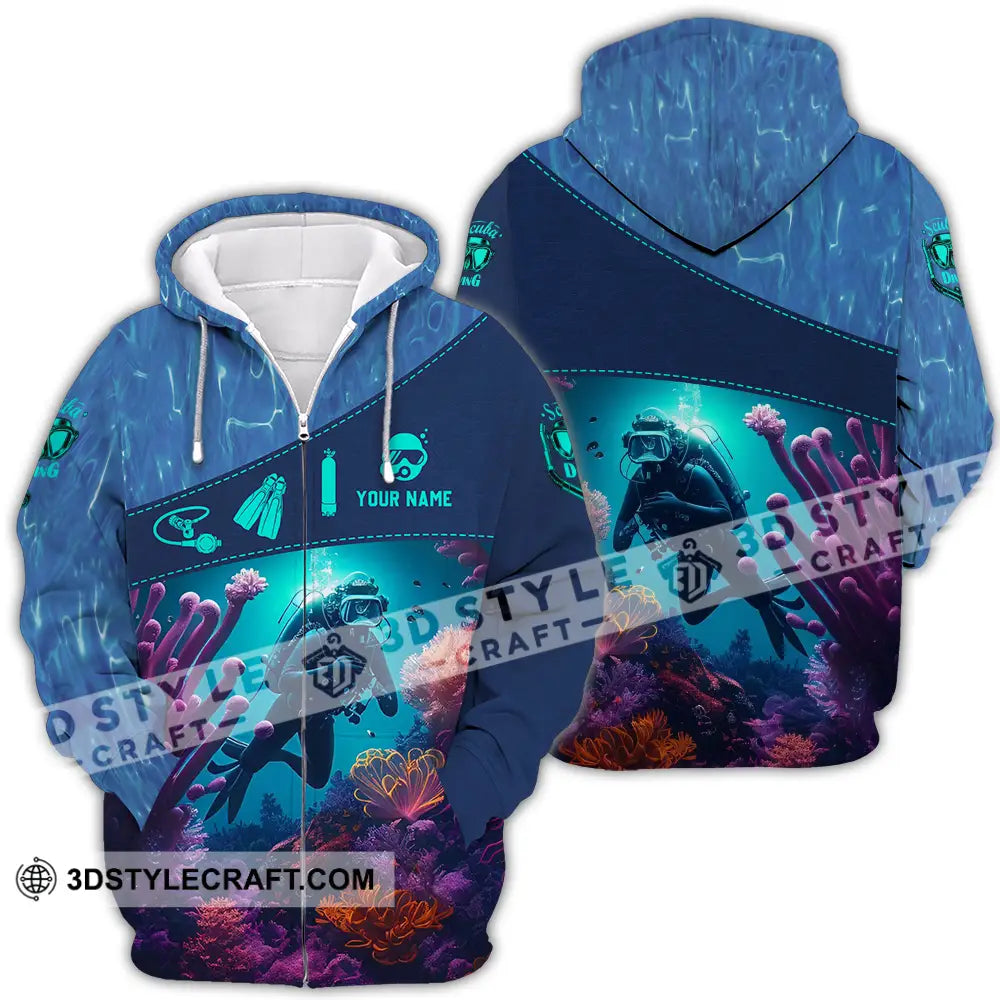 Unisex Shirt - Custom Text Shirt Diving Zipper Hoodie / S T-shirt