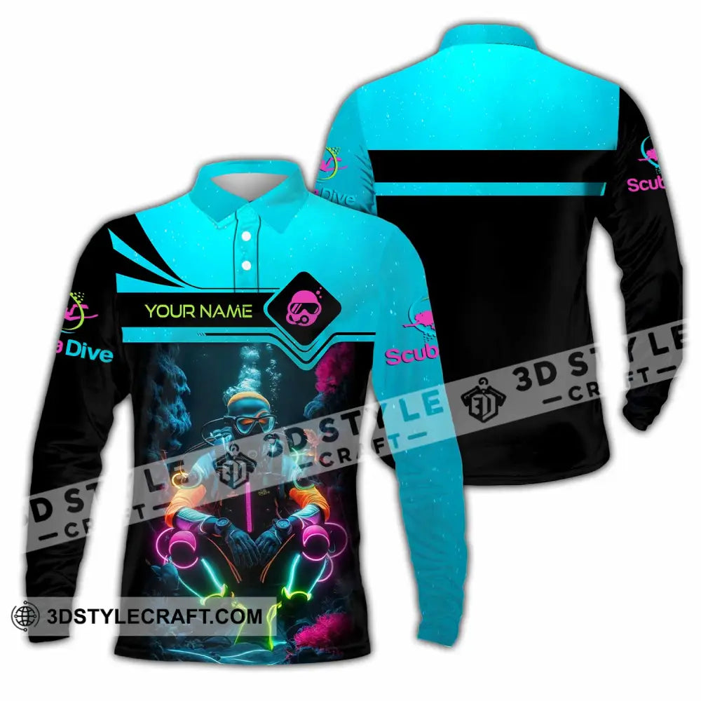 Unisex Shirt - Custom Text Shirt Scuba Diving Long Sleeve Polo / S T-shirt